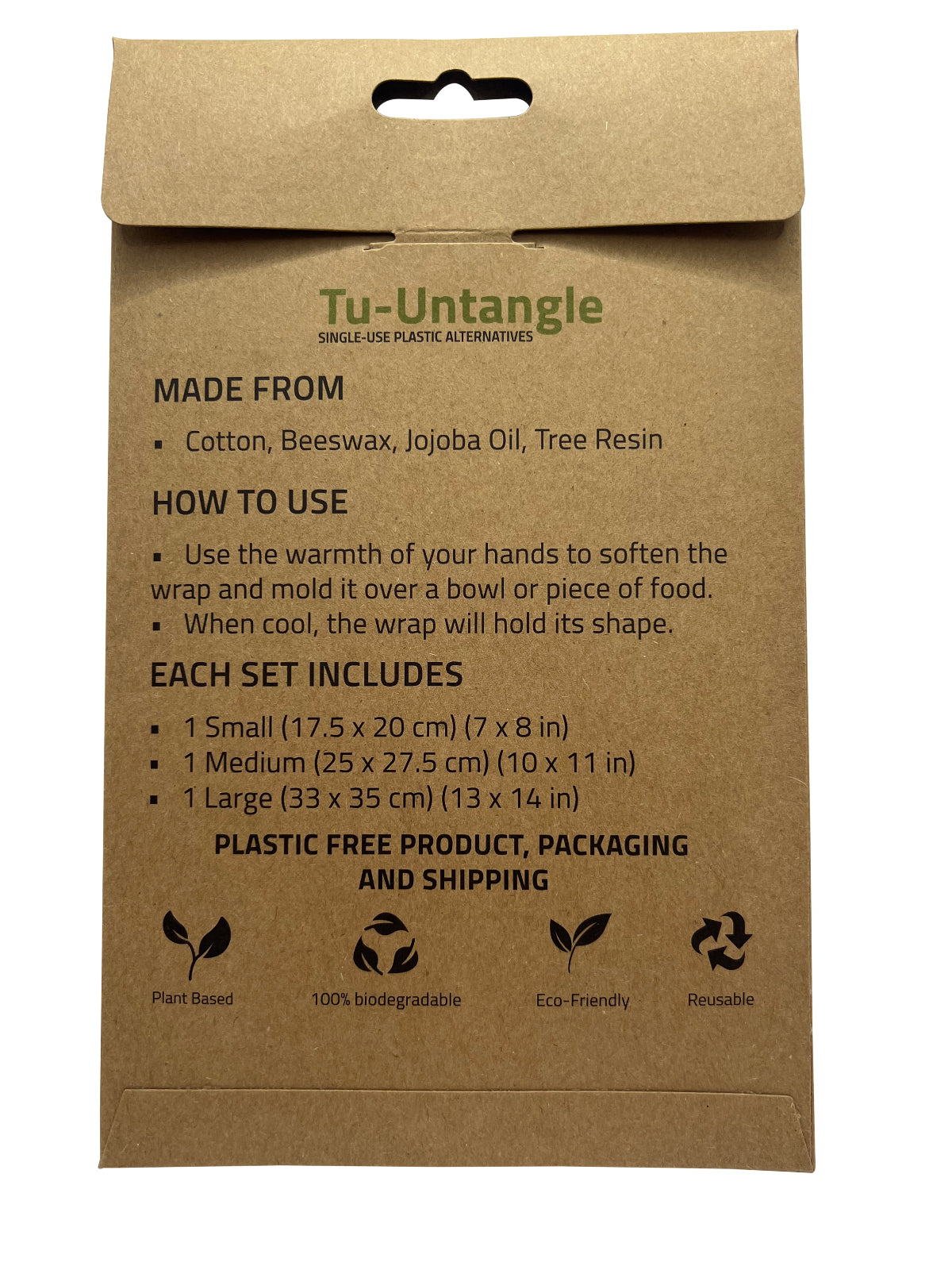 Tu-Untangle packaging with product details on a brown background