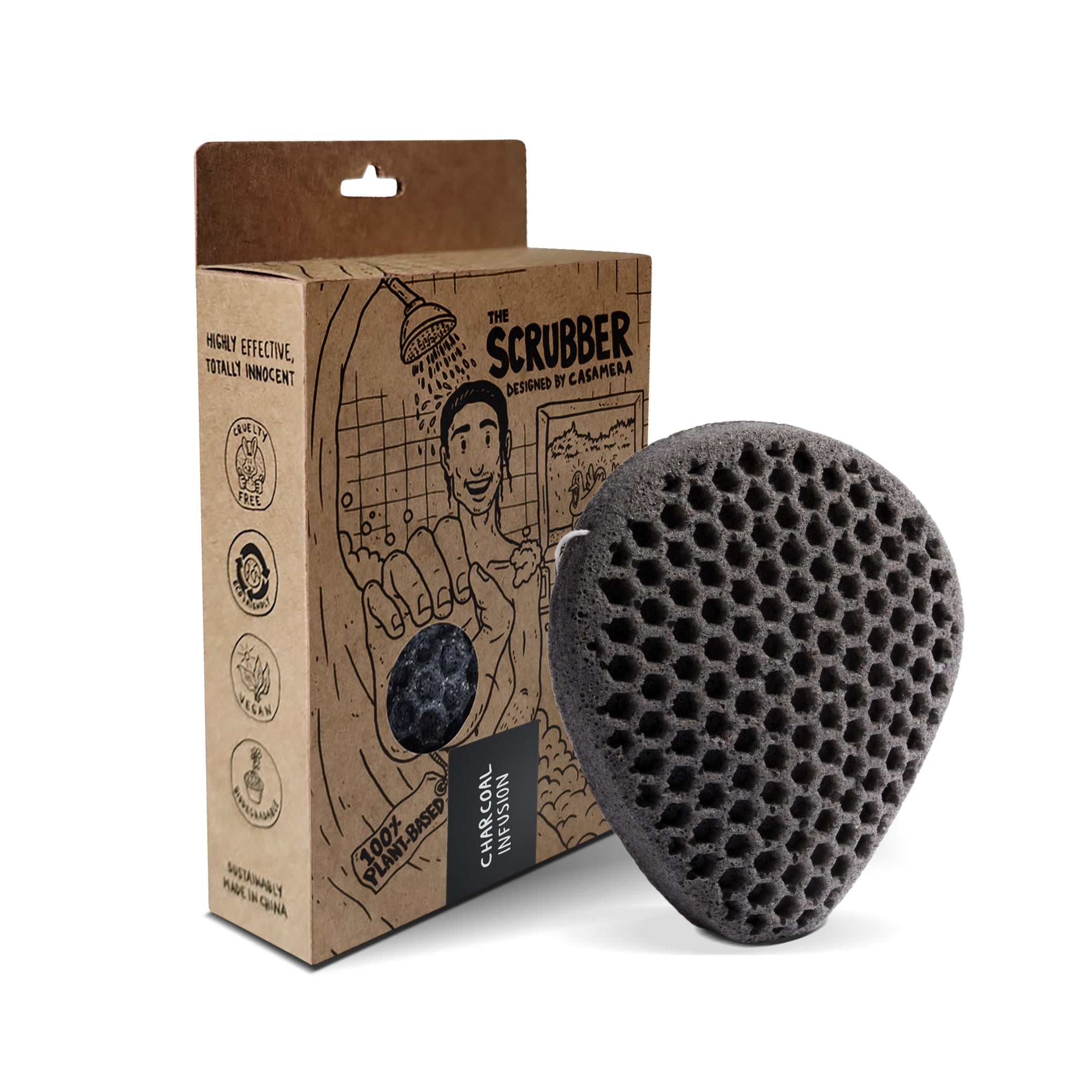 Konjac Shower Scrubber – Charcoal